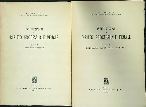 Istituzioni di diritto processuale penale 2vv - Giovanni Leone - copertina