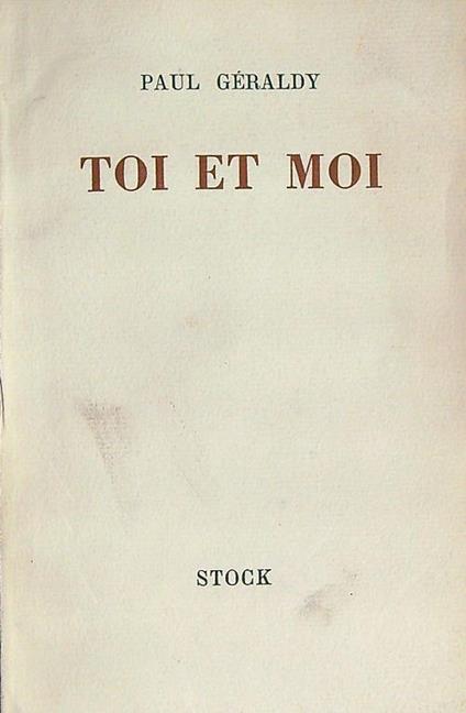 Toi e moi - Paul Geraldy - copertina