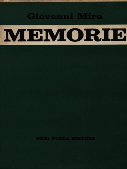 Memorie - Giovanni Mira - copertina