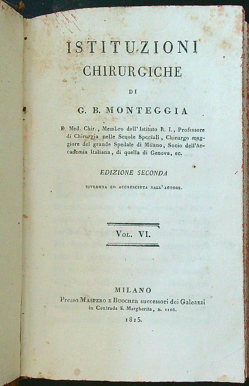 Istituzioni chirurgiche vol. VI
