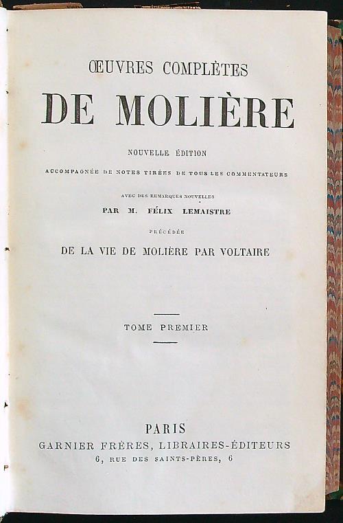 Oeuvres completes de Moliere 2vv