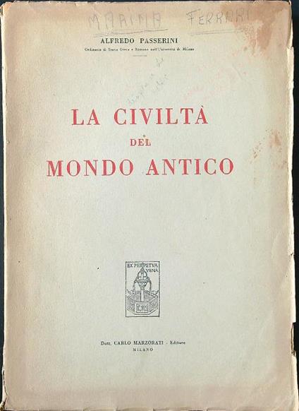 La civiltà del mondo antico - Alfredo Passerini - copertina