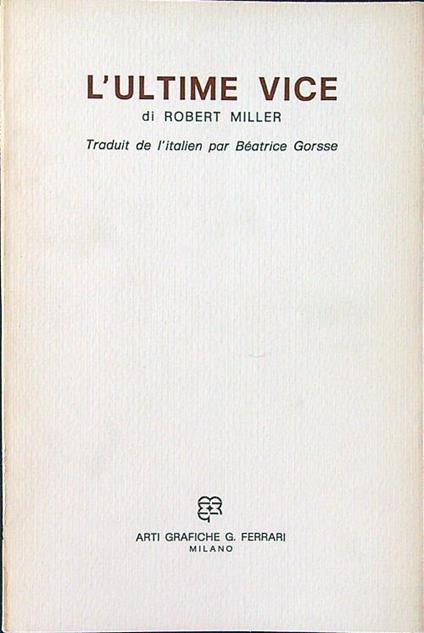 L' ultime vice - Robert Miller - copertina