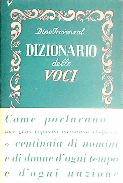 Dizionario delle voci - Dino Provenzal - copertina