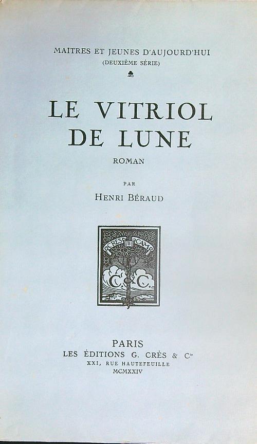 Le vitriol de lune - Henri Beraud - copertina