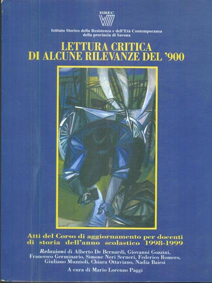 Lettura critica di alcune rilevanze del '900 - Mario Paggi - copertina