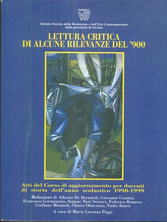 Lettura critica di alcune rilevanze del '900 - Mario Paggi - copertina