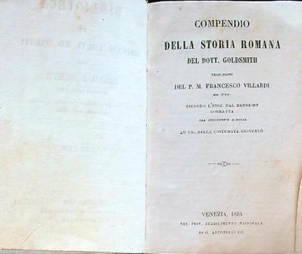 Il compendio della storia romana del dott. Goldsmith - Francesco Villardi - copertina