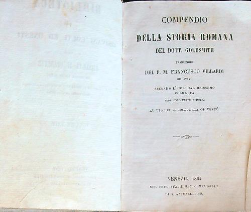 Il compendio della storia romana del dott. Goldsmith