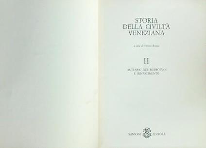 Storia della civiltà Veneziana. Vol.II - Vittore Branca - copertina