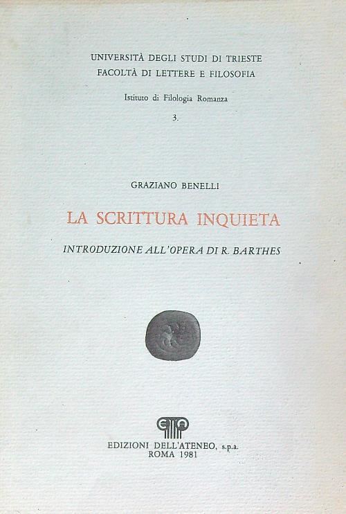 La scrittura inquieta. Una introduzione all'opera di Roland Barthes