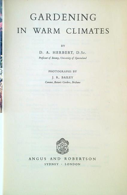 Gardening in warm climates - D. A. Herbert - copertina