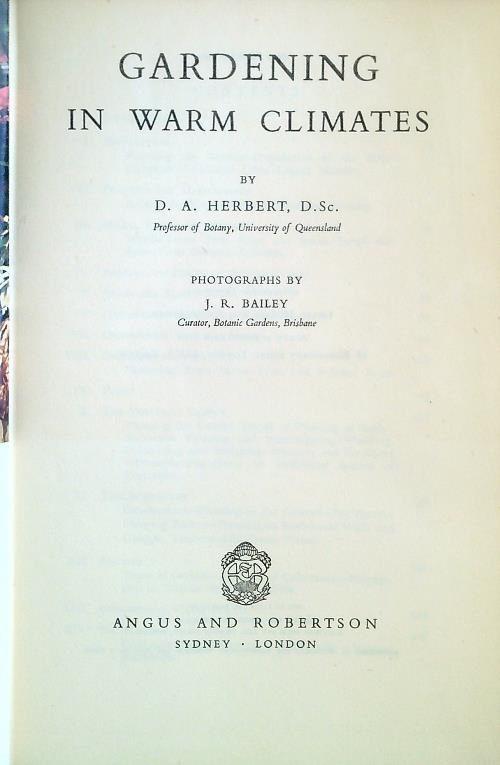 Gardening in warm climates - D. A. Herbert - copertina