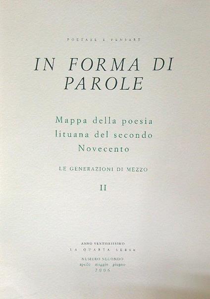 In forma di parole. Numero 2 Aprile Maggio Giugno 2006 - copertina