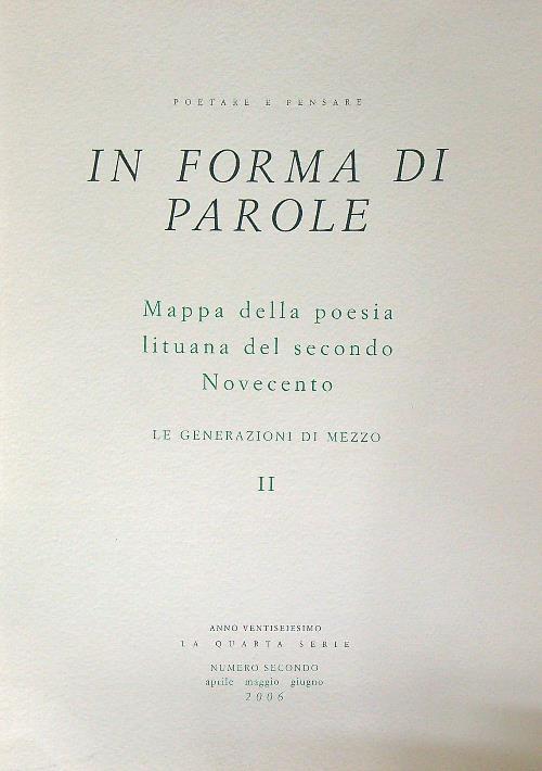 In forma di parole. Numero 2 Aprile Maggio Giugno 2006 - copertina