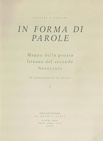 In forma di parole. Numero I/ gennaio febbraio marzo 2006 - copertina