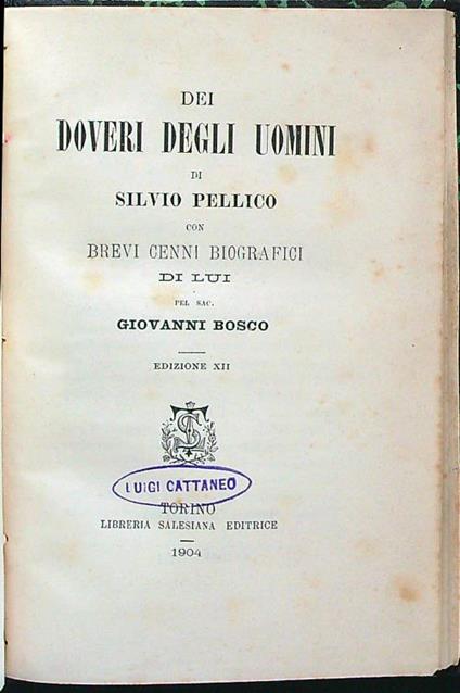 Dei doveri degli uomini - Silvio Pellico - copertina