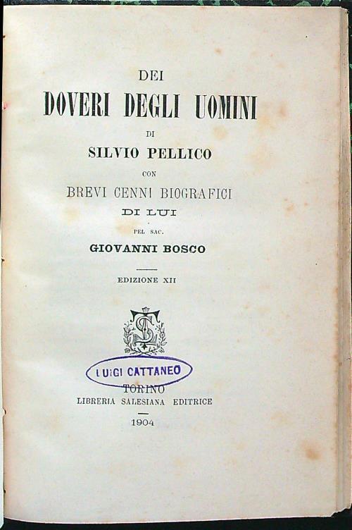 Dei doveri degli uomini - Silvio Pellico - copertina