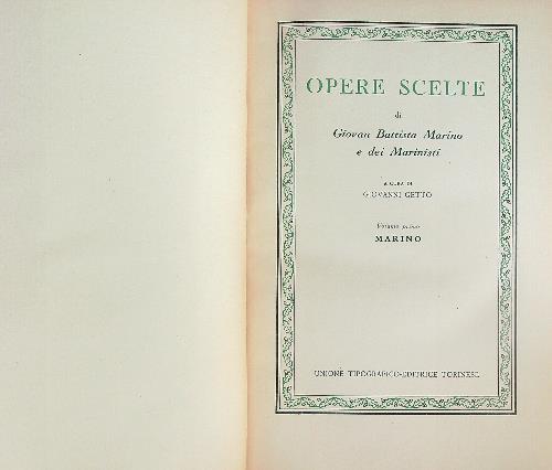 Opere scelte. Volume primo. Marino - Giambattista Marino - copertina