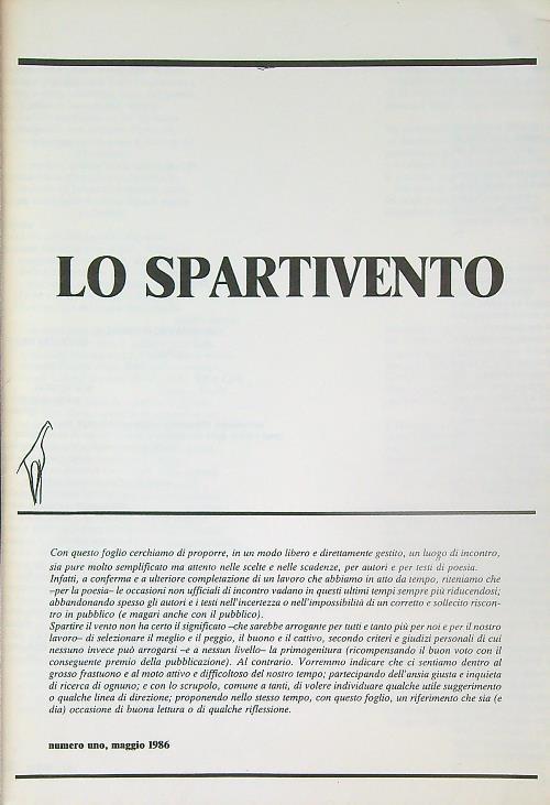 Lo spartivento. Numero 1/ maggio 1986