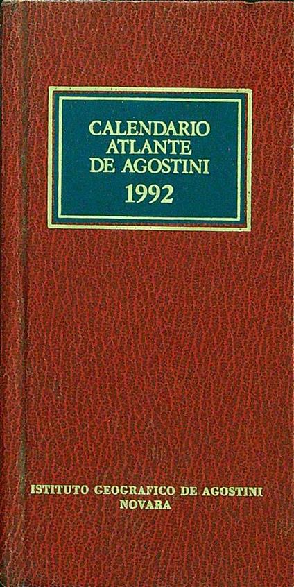 Calendario Atlante De Agostini 1992 - copertina