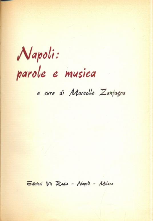 Napoli: parole e musica - Marcello Zanfagna - copertina