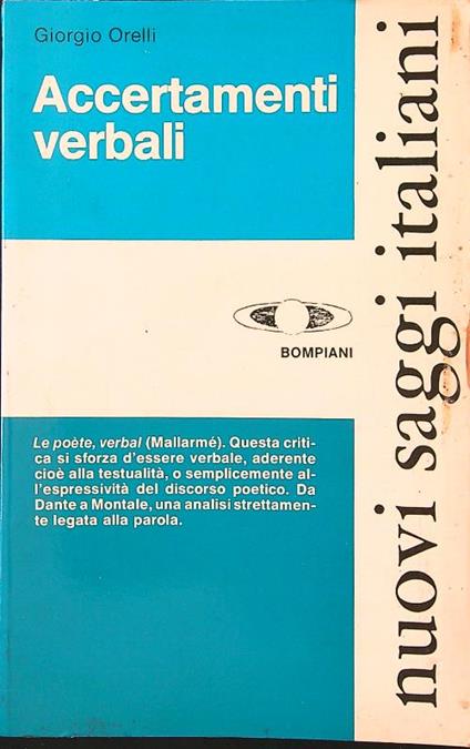 Accertamenti verbali - Giorgio Orelli - copertina