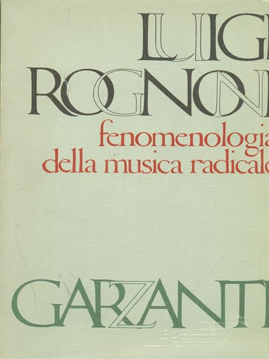 Fenomenologia della musica radicale - Luigi Rognoni - copertina