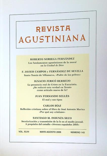 Revista agustiniana Vol XLVII Mayo-Agosto 2006 Numero 143 - copertina