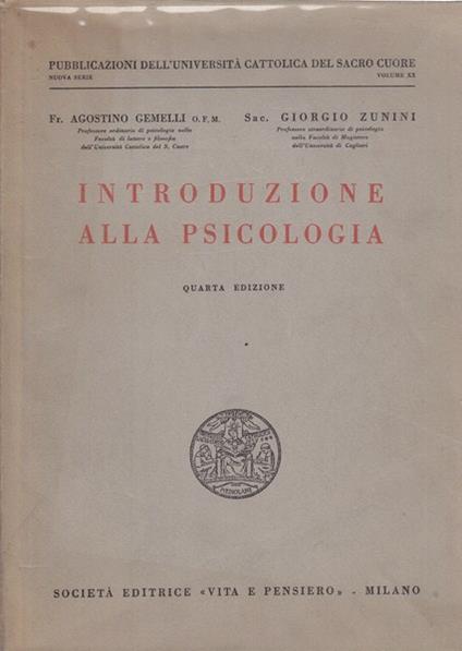 Introduzione alla psicologia - Agostino Gemelli - copertina