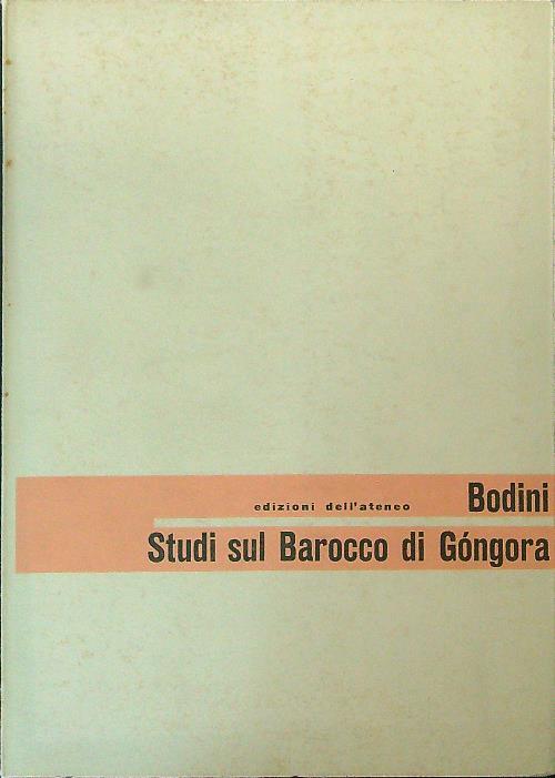 Studi sul barocco di Gongora - Vittorio Bodini - copertina