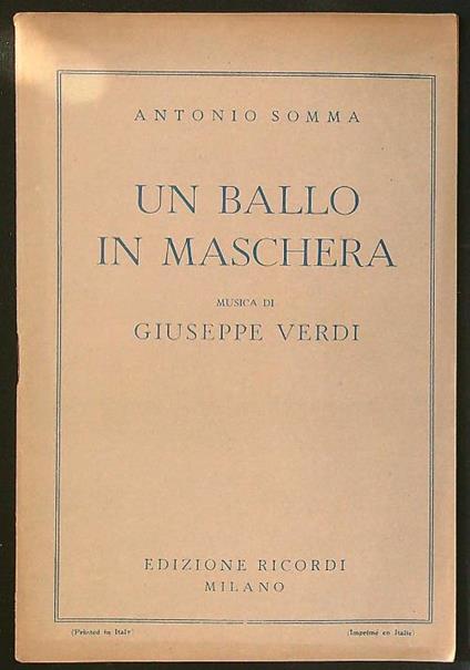 Un ballo in maschera - Verdi - copertina