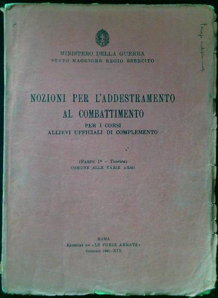 Nozioni per l'addestramento al combattimento. Parte I - Teorica - copertina