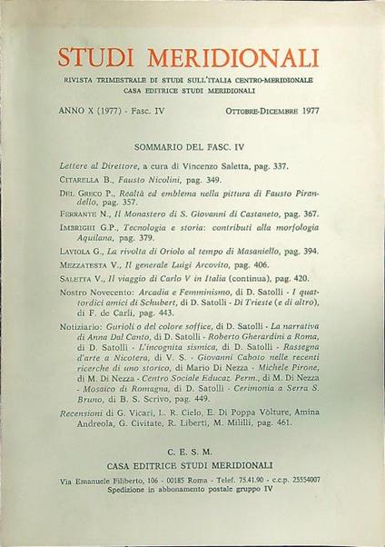 Studi meridionali 4 ottobre-dicembre 1977 - copertina