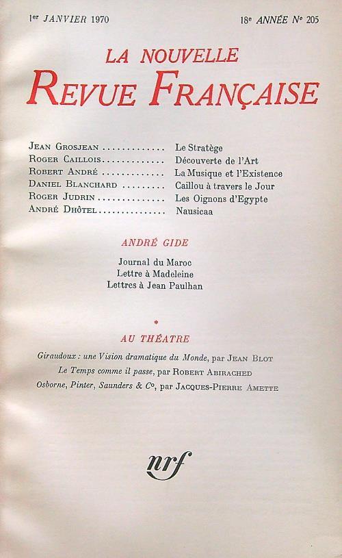 La Nouvelle revue francaise 205/1970