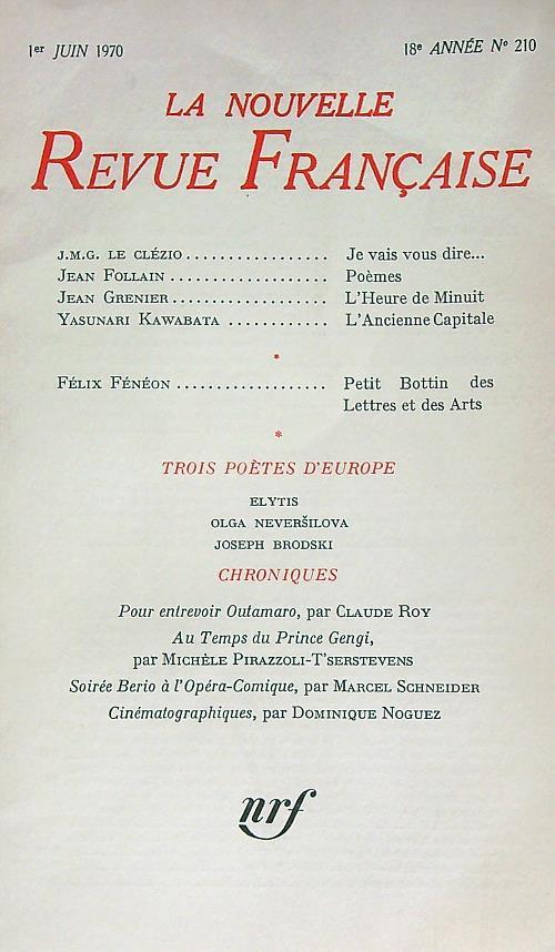 La nouvelle revue francaise 210/ Juin 1970