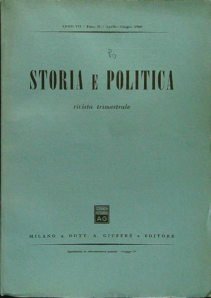 Storia e politica fasc II aprile-giugno 1968 - copertina