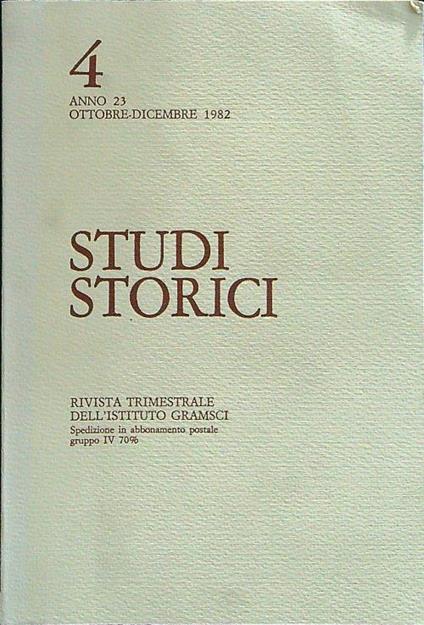 Studi storici 4 anno 23 ottobre-dicembre 1982 - copertina