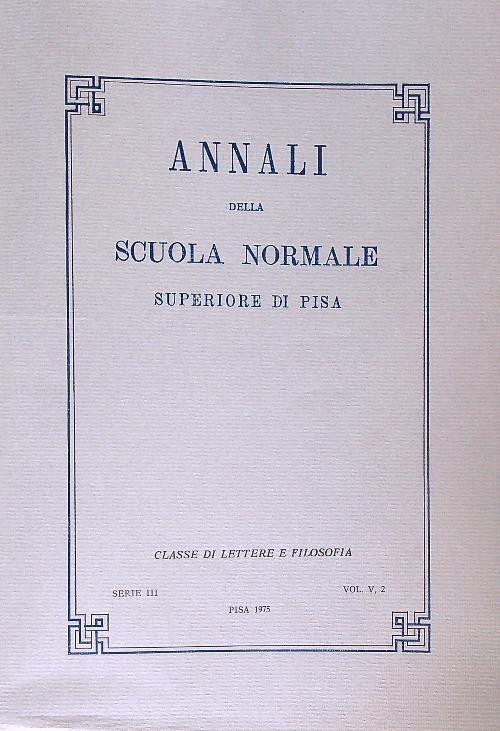 Annali della Scuola Normale Superiore di Pisa Serie III Vol V, 2 - 1975