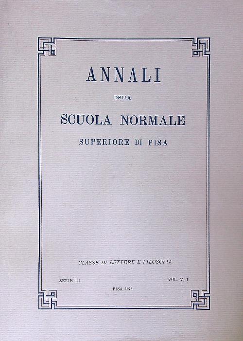 Annali della Scuola Normale Superiore di Pisa Serie III Vol V, 1 - 1975
