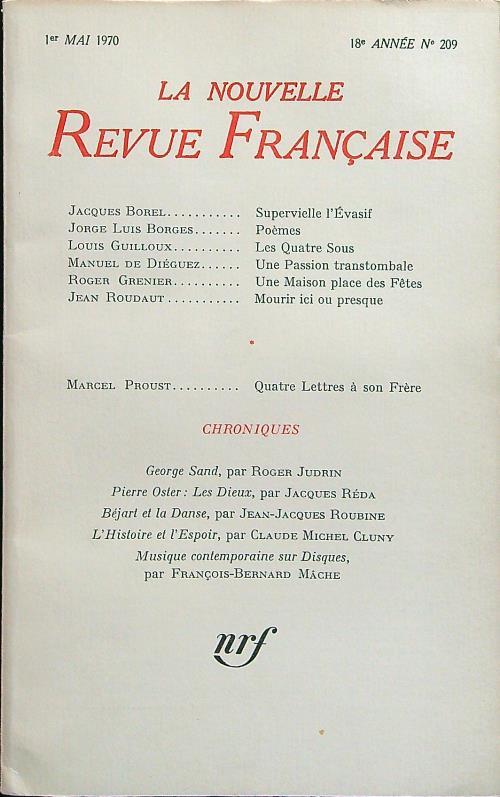 La nouvelle revue francaise 209/mai 1970