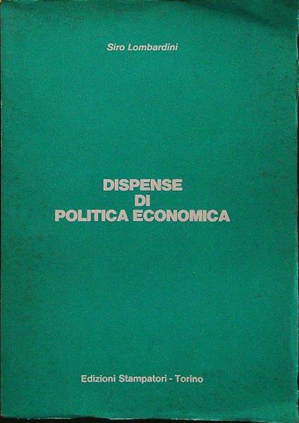 Dispense di politica economica - Siro Lombardini - copertina