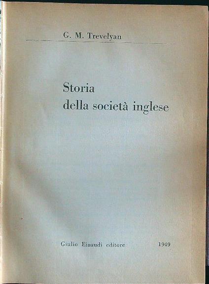 Storia della società inglese - G.M. Trevelyan - copertina