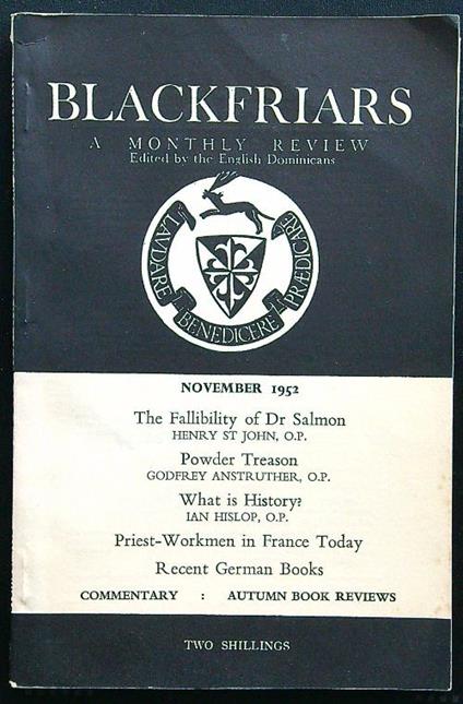 Blackfriars november 1952 - copertina