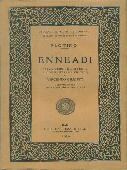 Enneadi vol. 3 parte I: versione di Enn. V e VI - Plotino - copertina