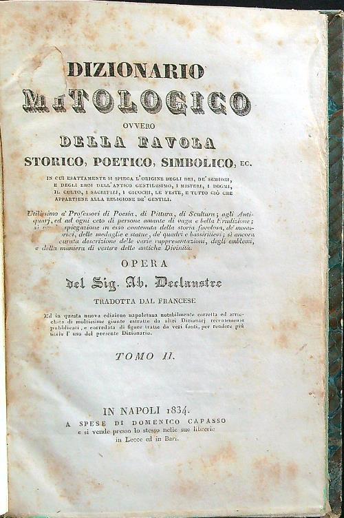Dizionario mitologico ovvero della favola tomo II