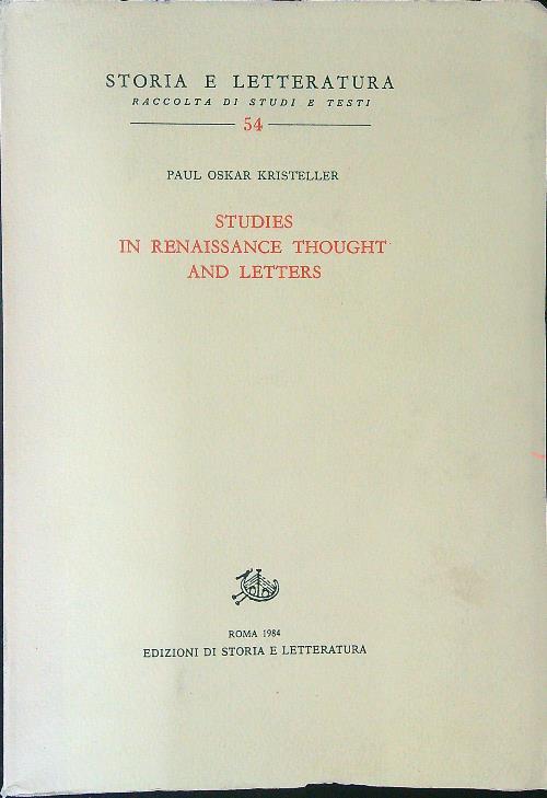 Studies in renaissance thought and letters