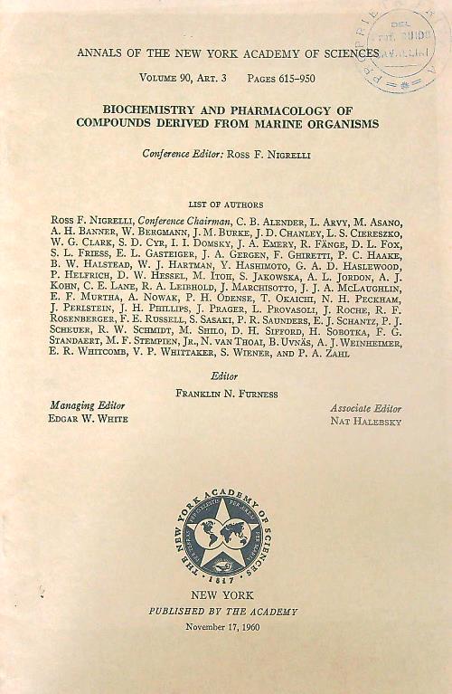 Biochemistry and pharmacology of compounds derived from marine organisms