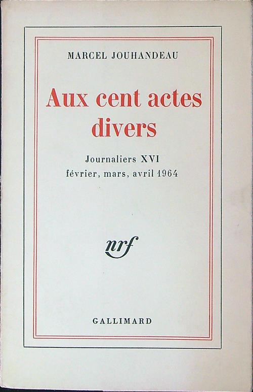 Aux cent actes divers - Marcel Jouhandeau - copertina