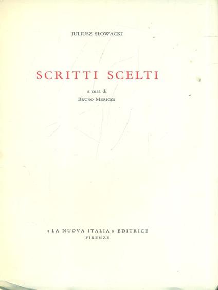 Scritti scelti - Juliusz Slowacki - copertina